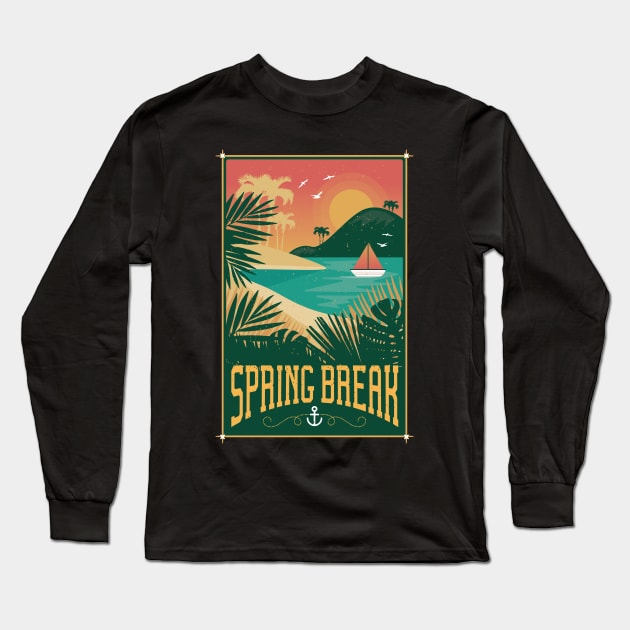 Vintage Spring Break Long Sleeve T-Shirt by Safdesignx